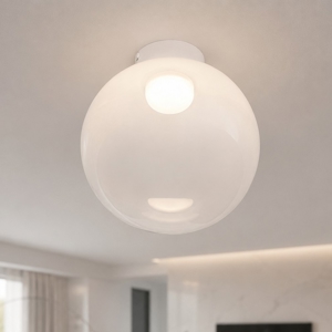 Plafoniera boccia di vetro bianco sfumato 30 cm moderna led 9w 3000k dimmerabile