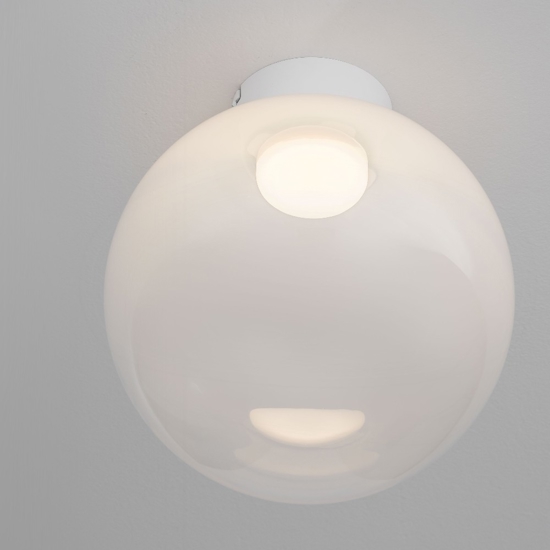 Plafoniera boccia di vetro bianco sfumato 30 cm moderna led 9w 3000k dimmerabile