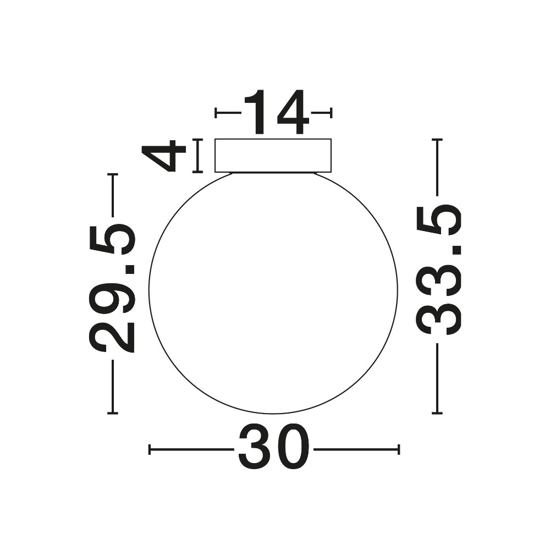 Plafoniera boccia di vetro bianco sfumato 30 cm moderna led 9w 3000k dimmerabile