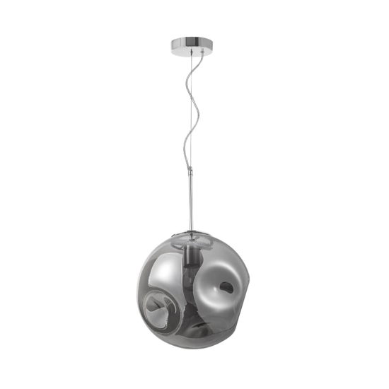 Lampada a sospensione sfera di vetro martellato fume 30 cm design moderna