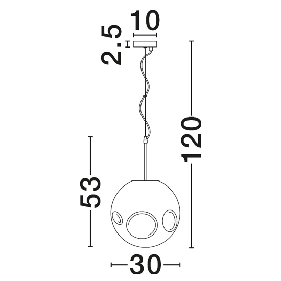 Lampada a sospensione sfera di vetro martellato fume 30 cm design moderna