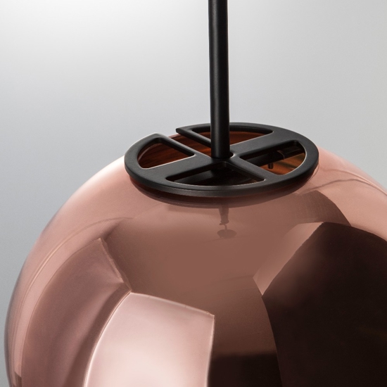 Lampadario a sospensione vetro rame specchiato martellato design moderno