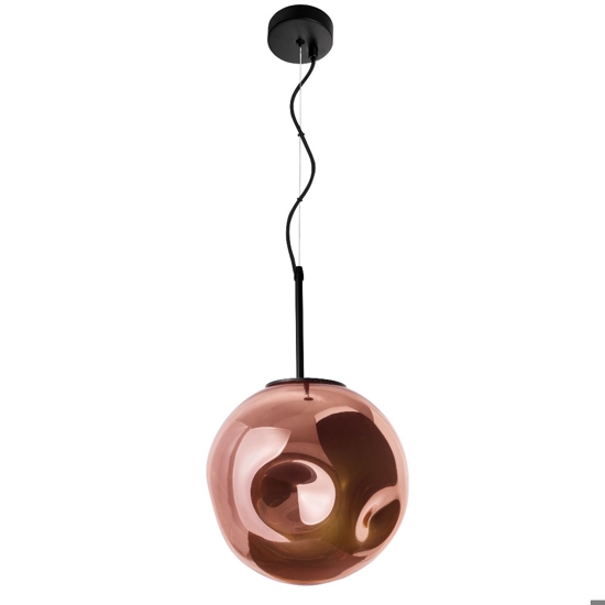 Lampadario a sospensione vetro rame specchiato martellato design moderno