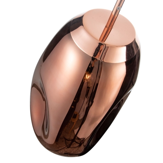 Lampada a sospensione sfera di vetro rame lucido design moderna 22 cm