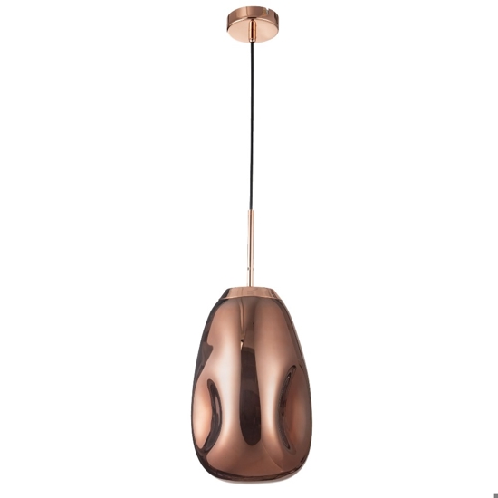 Lampada a sospensione sfera di vetro rame lucido design moderna 22 cm