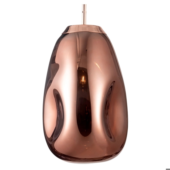 Lampada a sospensione sfera di vetro rame lucido design moderna 22 cm