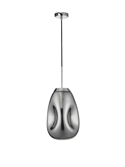 Lampada a sospensione vetro modellato cromo specchiato design moderno