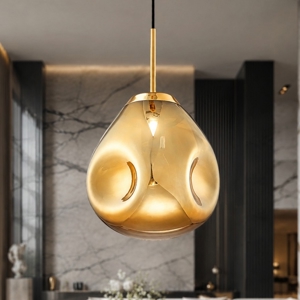 Lampada a sospensione in vetro specchiato oro design moderna 25 cm