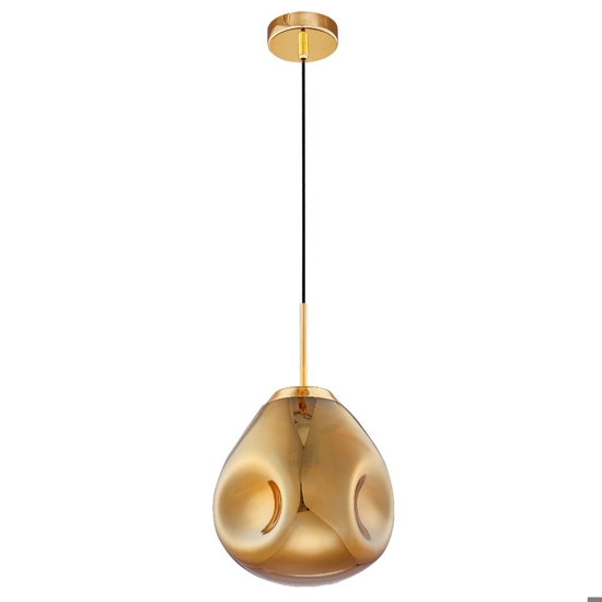 Lampada a sospensione in vetro specchiato oro design moderna 25 cm