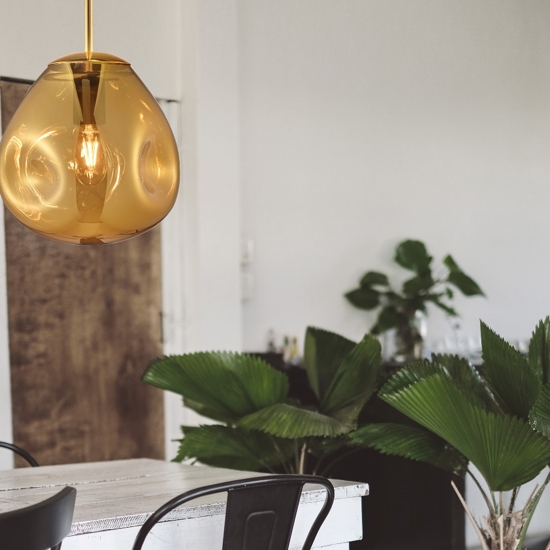 Lampada a sospensione in vetro specchiato oro design moderna 25 cm