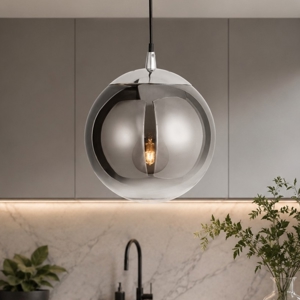 Lampada a sospensione sfera 20 cm boccia di vetro cromo specchiato