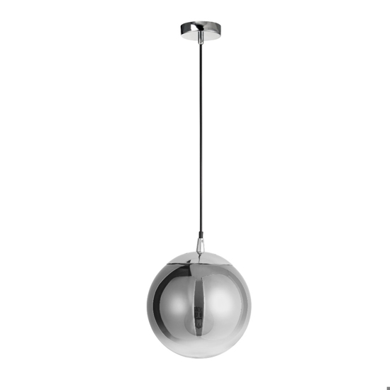 Lampada a sospensione sfera 20 cm boccia di vetro cromo specchiato