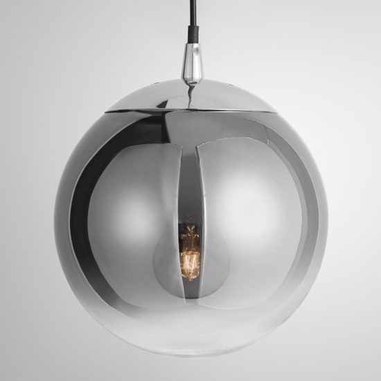 Lampada a sospensione sfera 20 cm boccia di vetro cromo specchiato