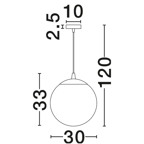 Lampadario boccia in vetro cromo 30 cm