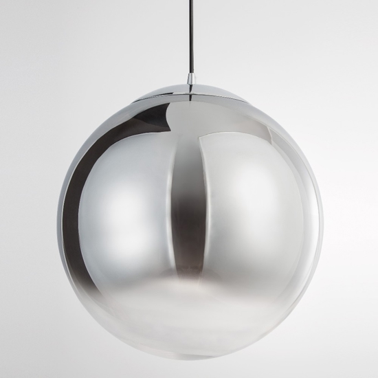 Lampadario sfera pendente di vetro cromo 40 cm