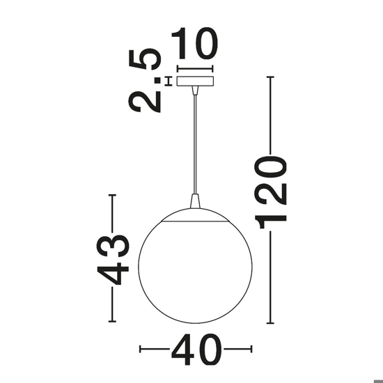 Lampadario sfera pendente di vetro cromo 40 cm