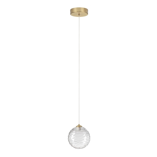 Lampada a sospensione oro sfera ondulata trasparente led 3000k per comodini camera da letto