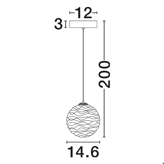 Lampada a sospensione oro sfera ondulata trasparente led 3000k per comodini camera da letto
