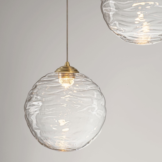 Lampadario oro sfere di vetro ondulato trasparente per camera da letto