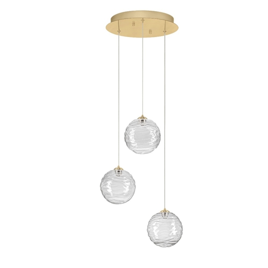 Lampadario oro sfere di vetro ondulato trasparente per camera da letto