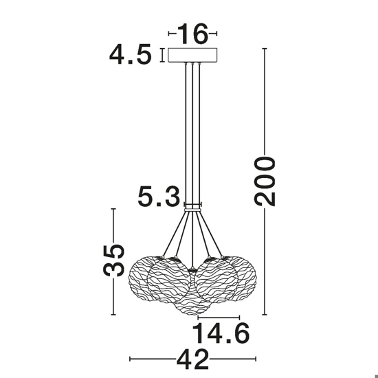 Lampadario oro sfere raggruppate trasparenti ondulate per sala da pranzo contemporanea