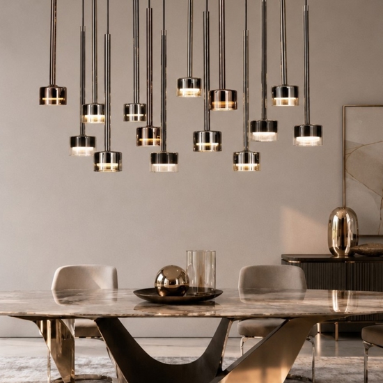 Lampadario per tavolo da soggiorno pendenti in vetro multicolor