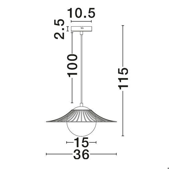 Lampadario per cucina moderna nero sfera bianca 36 cm
