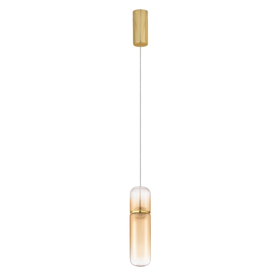Lampada a sospensione design moderna capsula in vetro ambra led 3000k dimmerabile