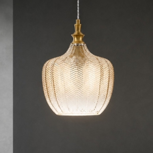 Lampada di vetro champagne sfumato design contemporaneo a sospensione