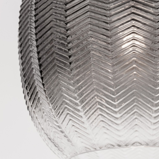 Lampada a sospensione in vetro rigato fume design contemporaneo