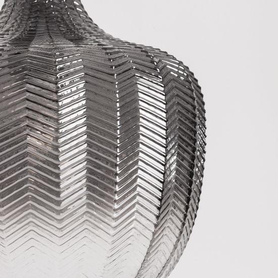 Lampada a sospensione in vetro rigato fume design contemporaneo