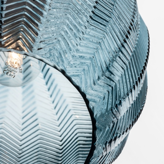Lampada pendente a sospensione in vetro lavorato blu