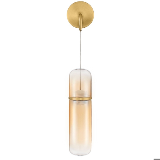 Applique oro pendente capsula in vetro ambra led biemissione per camera da letto
