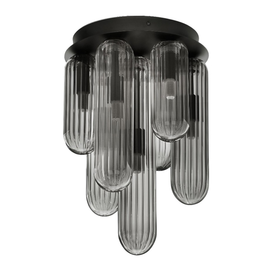 Plafoniera design moderna capsule in vetro fume per soggiorno