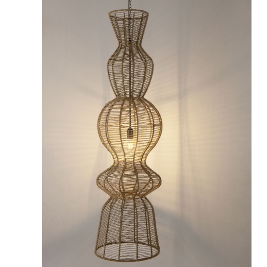 Lampadario in rattan marrone per soggiorno
