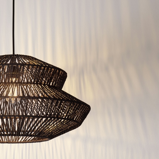 Lampadario di rattan nero 50 cm per soggiorno