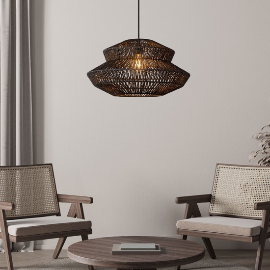 Lampadario di rattan nero 50 cm per soggiorno