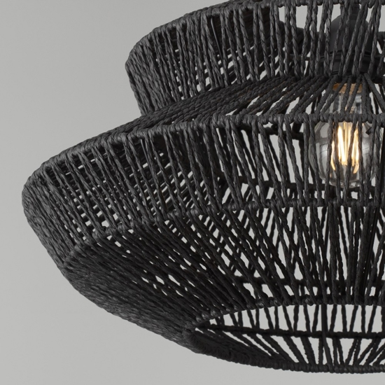 Lampadario di rattan nero 50 cm per soggiorno