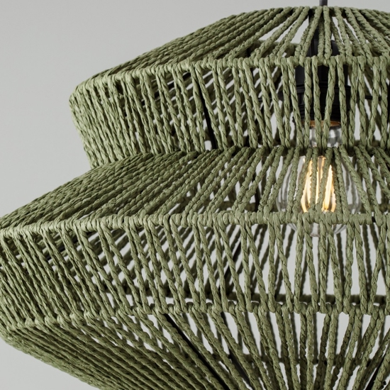 Lampadario a sospensione di rattan verde 50 cm