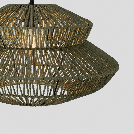Lampadario a sospensione di rattan verde 50 cm