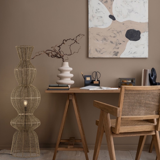 Lampada da terra in rattan marrone