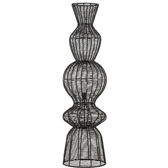 Piantana di rattan nero intrecciato per soggiorno