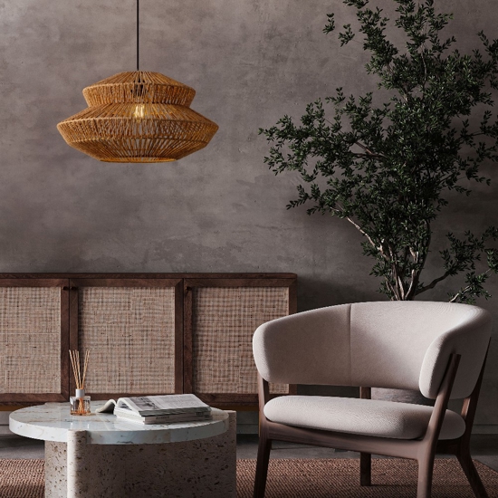 Lampadario paralume di rattan naturale 50 cm