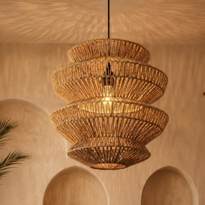 Lampadario rattan naturale intrecciato 40 cm
