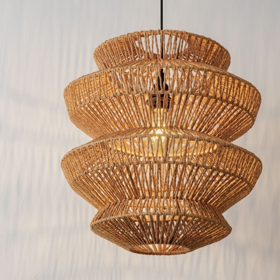 Lampadario rattan naturale intrecciato 40 cm