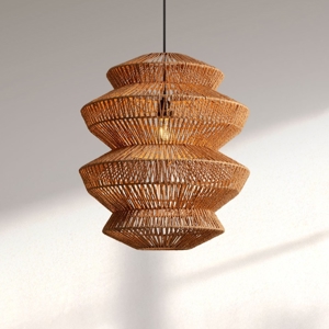 Lampadario di rattan 50 cm intrecciato a sospensione