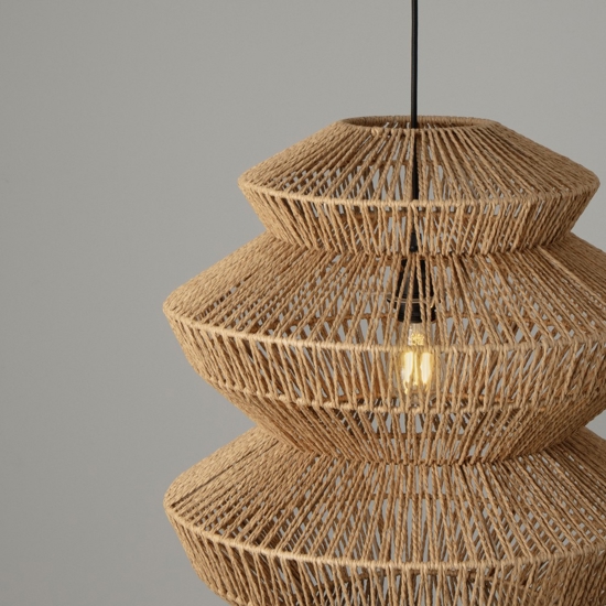 Lampadario di rattan 50 cm intrecciato a sospensione