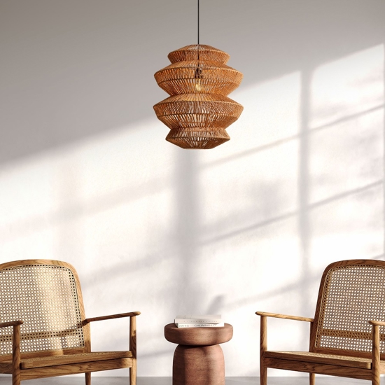 Lampadario di rattan 50 cm intrecciato a sospensione