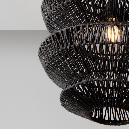Lampadario in rattan nero a sospensione 40 cm