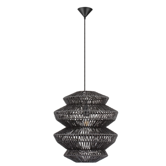 Lampadario nero in rattan 50 cm a sospensione